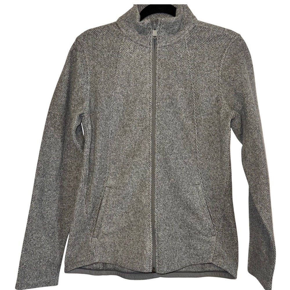 Athleta Stroll Fleece Full Zip Jacket Heathered Grey‎ Mock Neck Womens Small